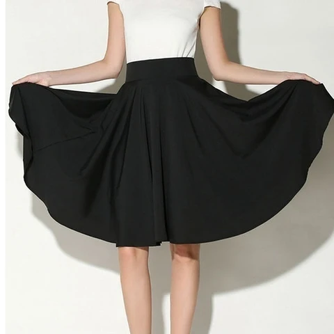 Женская юбка-подъюбник с высокой талией, Плиссированная Юбка До Колена в стиле ретро, однотонная универсальная юбка, лето 2022