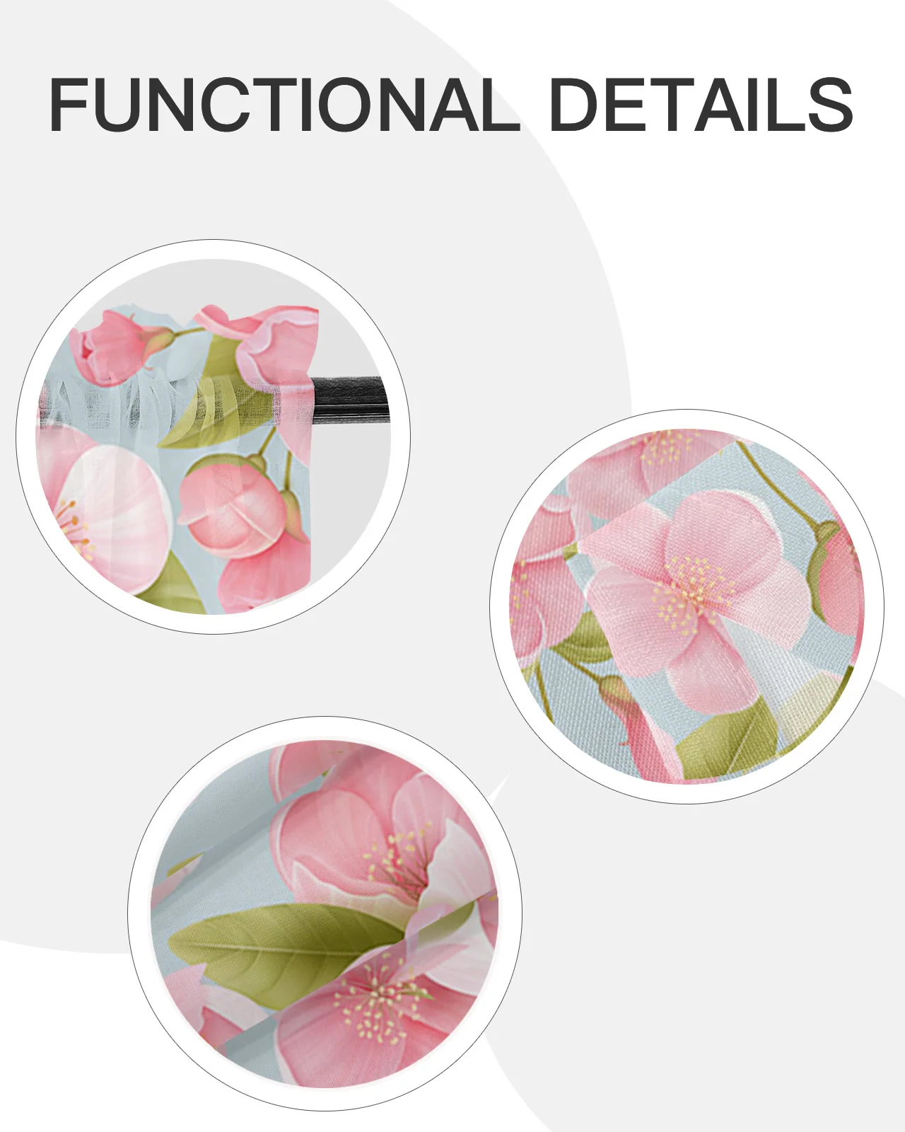 Весенние короткие тюлевые занавески с цветами персика для спальни прозрачные