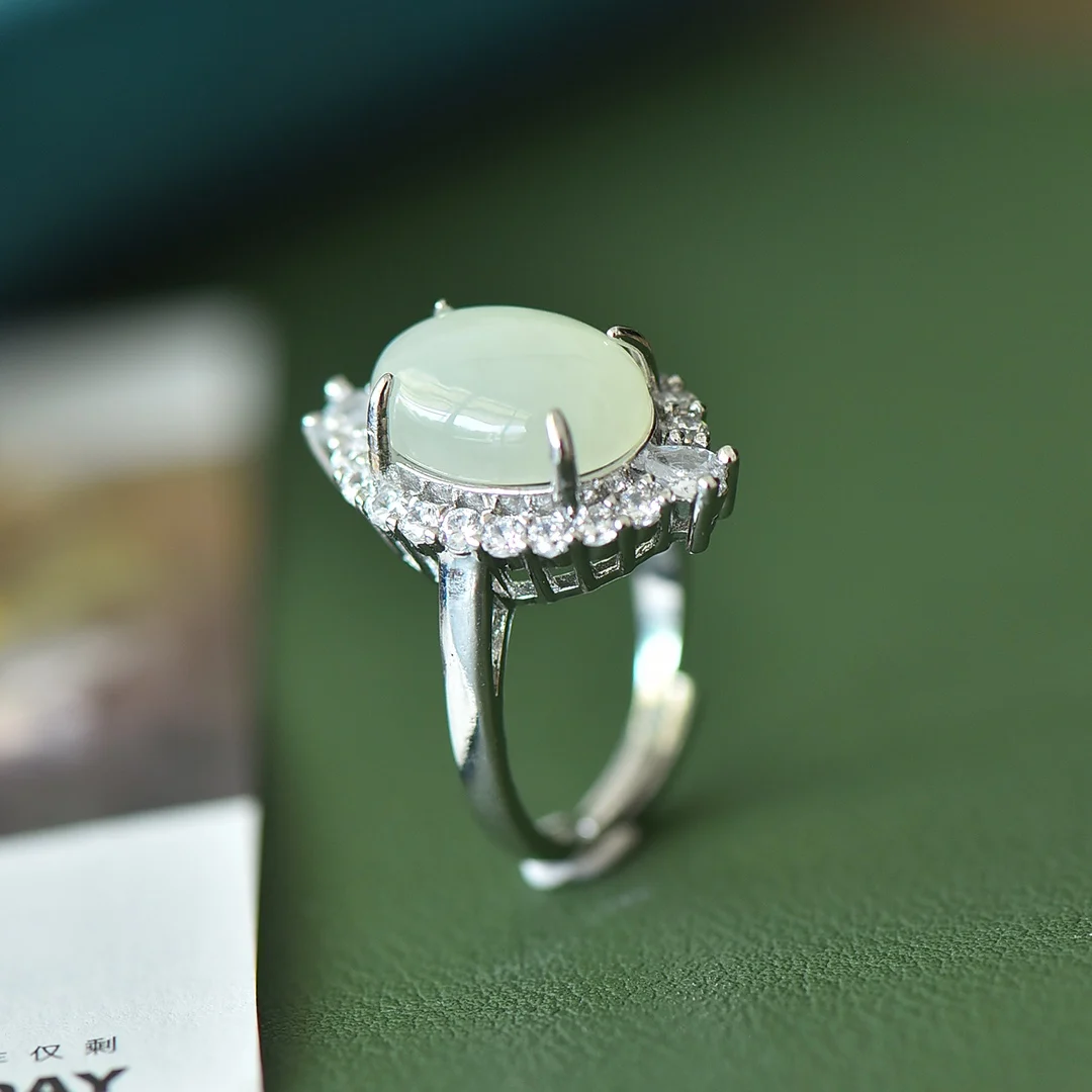 Натуральный нефрит белый кольцо модные серьги подвески оптовая продажа 02