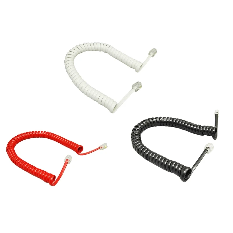 

RJ9 Coiled Telephone Wire 6FT Curved Telephone Landline Phone Handset Handle Line Cable 4P4C 6Ft/1.85m