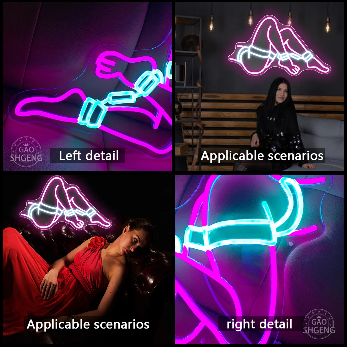 Неоновые знаки с перекрещивающимися штанинами применим к детской баре ночной