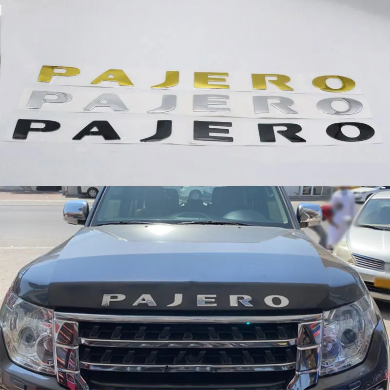

For Mitsubishi Pajero Emblem Car Sticker Auto Accessories Front Hood Chrome Silver Gold Black ABS Letters Badge Logo Nameplate