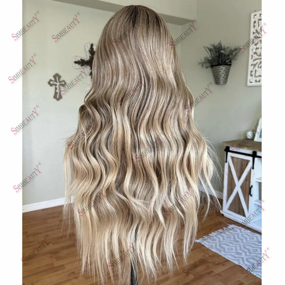 Прозрачный кружевной парик из натуральных волос Ombre Светло-коричневый пепельно-русый с челкой 13*6 Кружевные фронтальные парики для женщин Европейские волосы (art.: 3920ca5cf8bda) - 3920ca5cf8bda