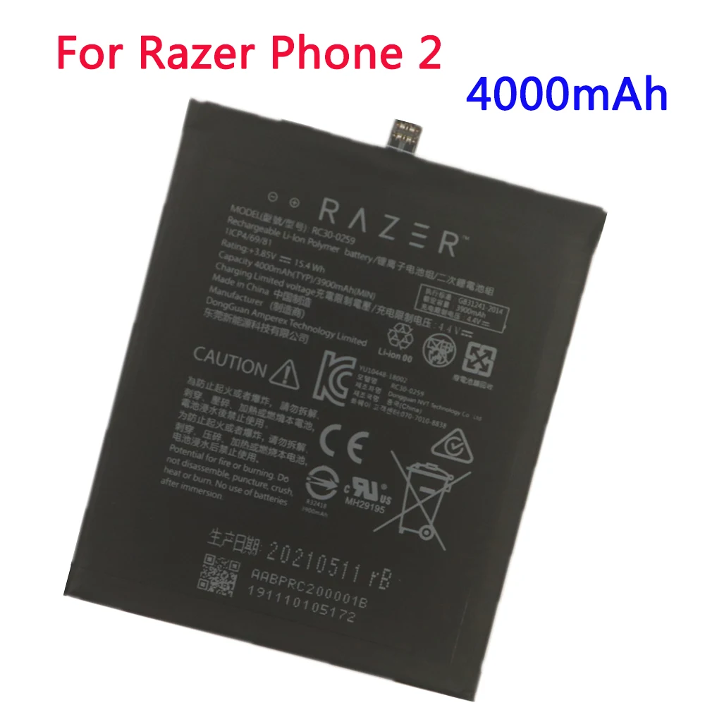 

Razer Новинка 100% оригинальная стандартная батарея для телефона Razer 2 RC30-0259 батарея 4000 мАч батареи для телефона номер отслеживания