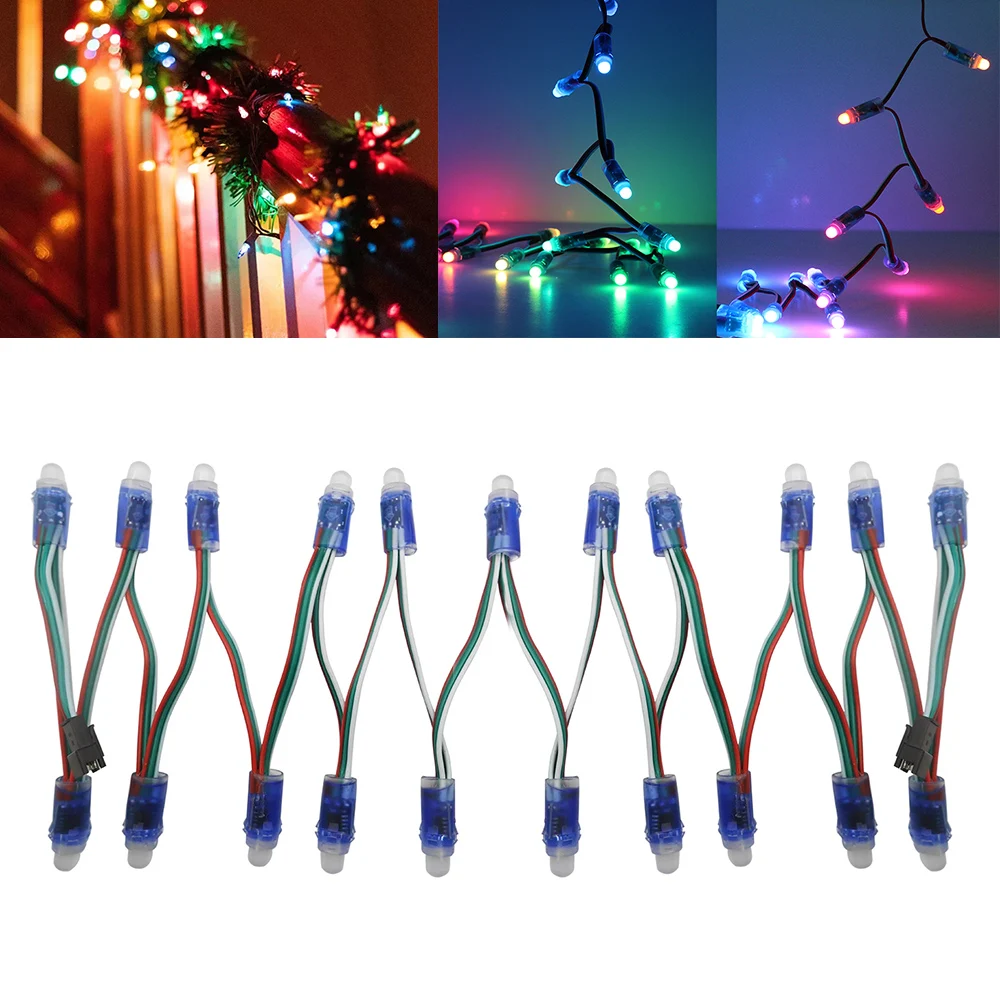 50 шт. DC5V/DC12V 12 мм WS2811Full Color LED Pixels String Lights 2811 IC RGB Цифровой адресный - Цена: 1810.8