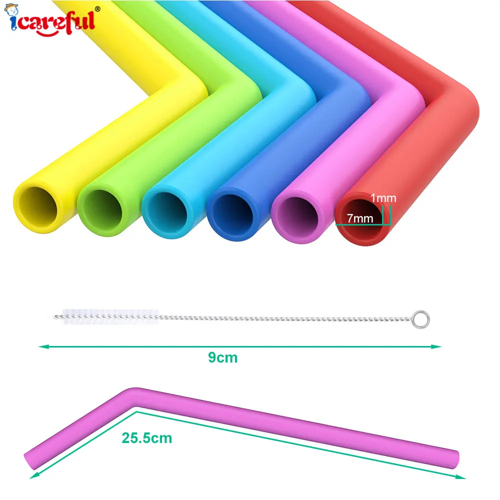 6/7 Pcs Reusable Silicone Straws With Cleaning Brush Set Bendy Soft Safety Straws Party Bar Big Size Drinking Children Stuff New