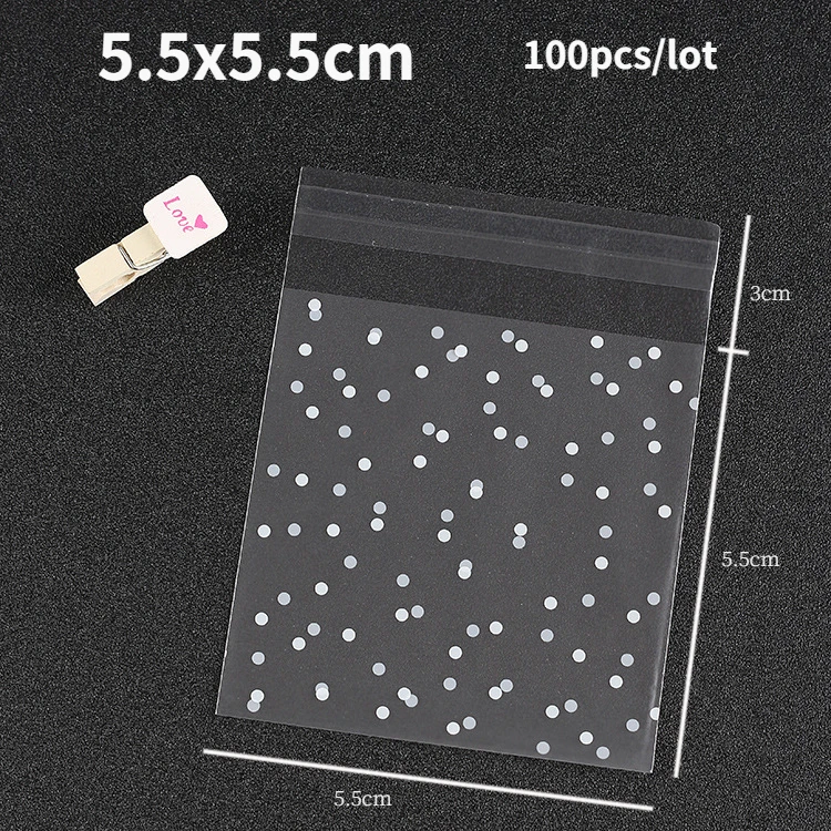 

Прозрачные пакеты с рисунком в горошек 100 шт.