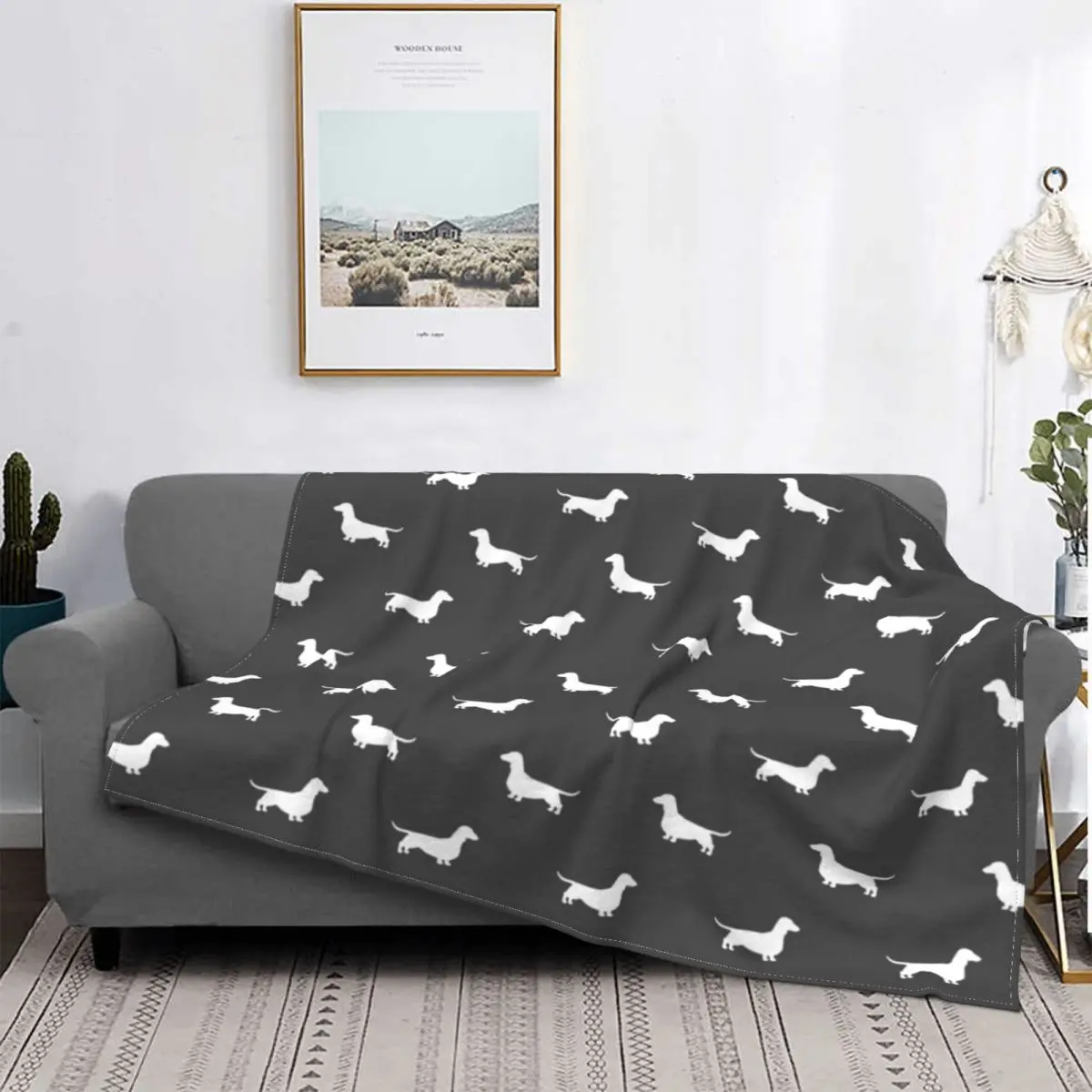 

Dachshund Silhouettes Wiener Dog Flannel Throw Blankets miniature pets animals Blankets for Home Car Super Soft Bed Rug