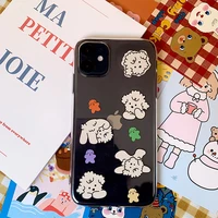 korea cute puppy poodle dog clear phone case for iphone 13 11 12 pro max 12mini 7 8 plus x xr xs max cartoon silicone soft cover
