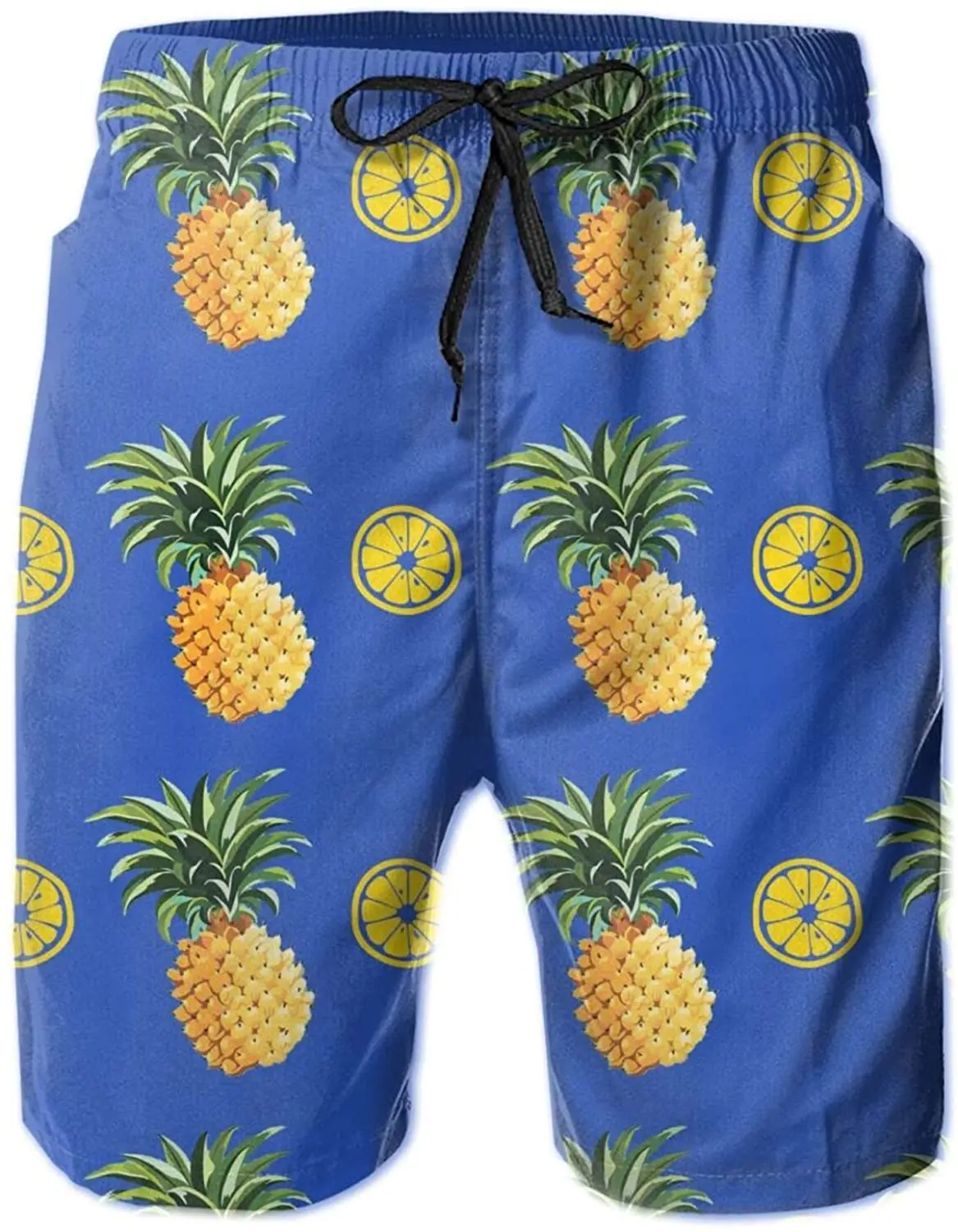 

Мужские плавки с ананасами, лимонами, синие шорты для плавания, пляжные шорты с карманами, Новинка для занятий спортом, летние пляжные шорты
