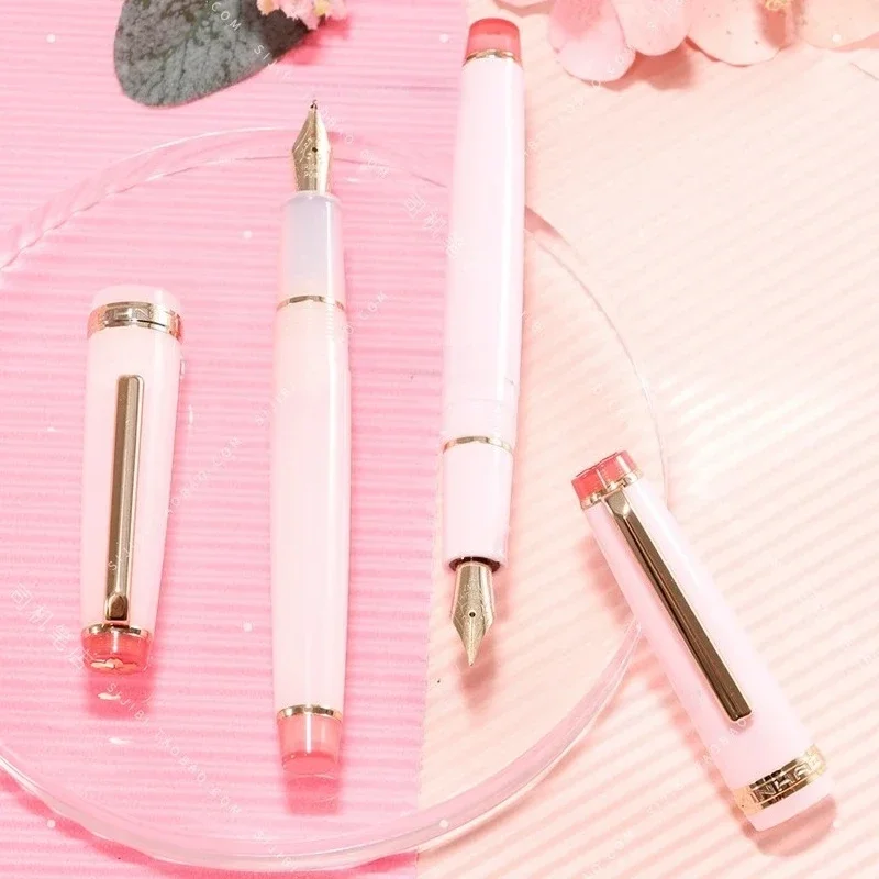 Фото Горячая новинка: Роскошная перьевая ручка PENT MANYO Sakura Bloom Pink JOWO из смолы с золотым клипом, лимитированная серия, деловая канцелярия, подарок для письма №1