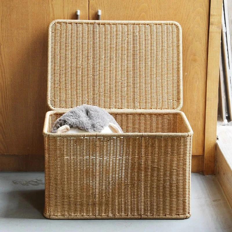 

Closet Plus Size Home Lid With Dustcover Organizer Storage Osier Sac Organizer Sundries Panier Box Storage Wardrobe Baskets Bin