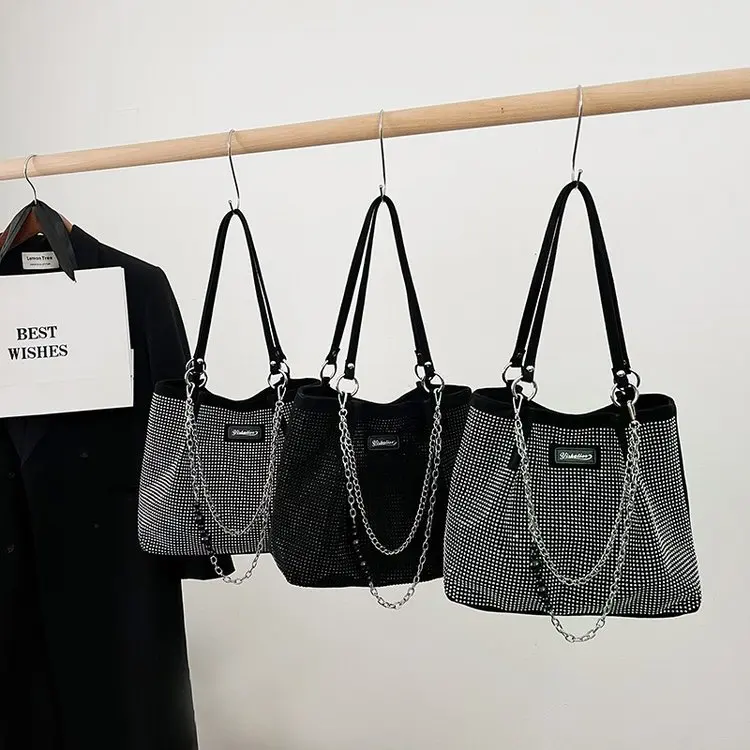 

Вместительная сумка-тоут, женская сумка-мешок, Новинка лета 2023, модная сумка через плечо, сумки-ведра с цепочкой, женская сумка
