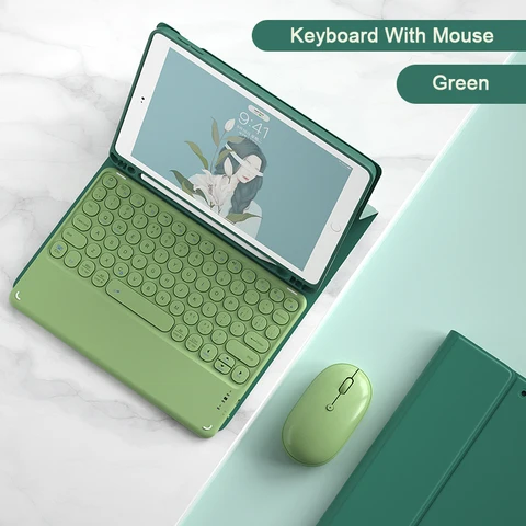 Чехол с мини-клавиатурой для iPad, совместимый с Bluetooth, Чехол для iPad Pro 202112, 9, беспроводная клавиатура и мышь для iPad Air 4 8-го поколения