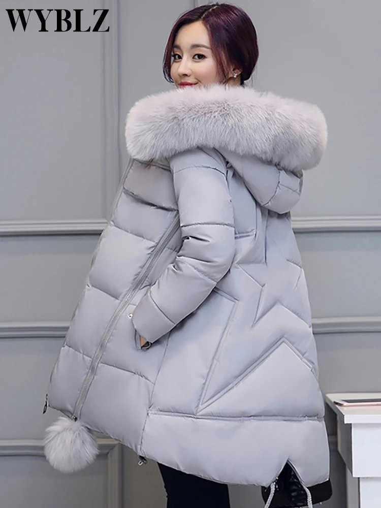 WYBLZ Winter Jakcet Women Parkas Faux Fur Collar Hooded Down Coat Thicken Warm Outwear Women Jackets & Coats Female Winter Coats