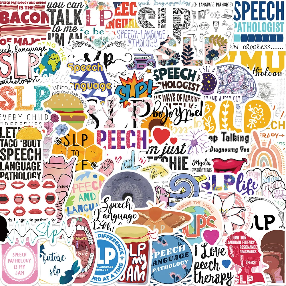 

10/56pcs Speech-Language Pathology SLP Stickers Laptop Notebook Skateboard Luggage Phone Graffiti Waterproof Decals Sticker Toys