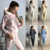 2022 autumn and winter new hooded sweater top casual trousers two piece set for women workout sets womens 2 piece