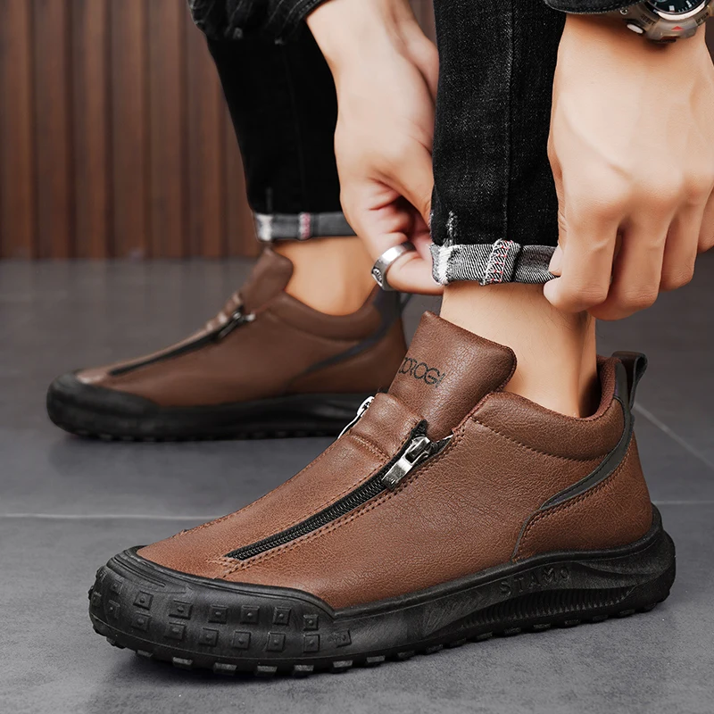 Мужская обувь осенние кроссовки на молнии со средним верхом модная версия