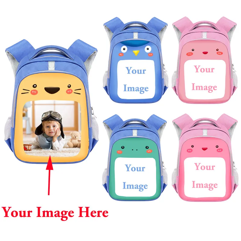 

Customize Your Image Backpack for Teen Boys Girls Cartoon Animals dinosaurs Kids Schoolbag Primary Student Bookbags kid Mochila