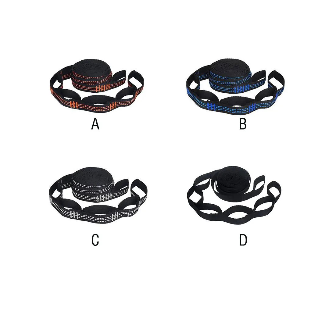 

2X Nylon Hammock Strap Foldable Strong Bearing Capacity 5 Ring Camping Straps