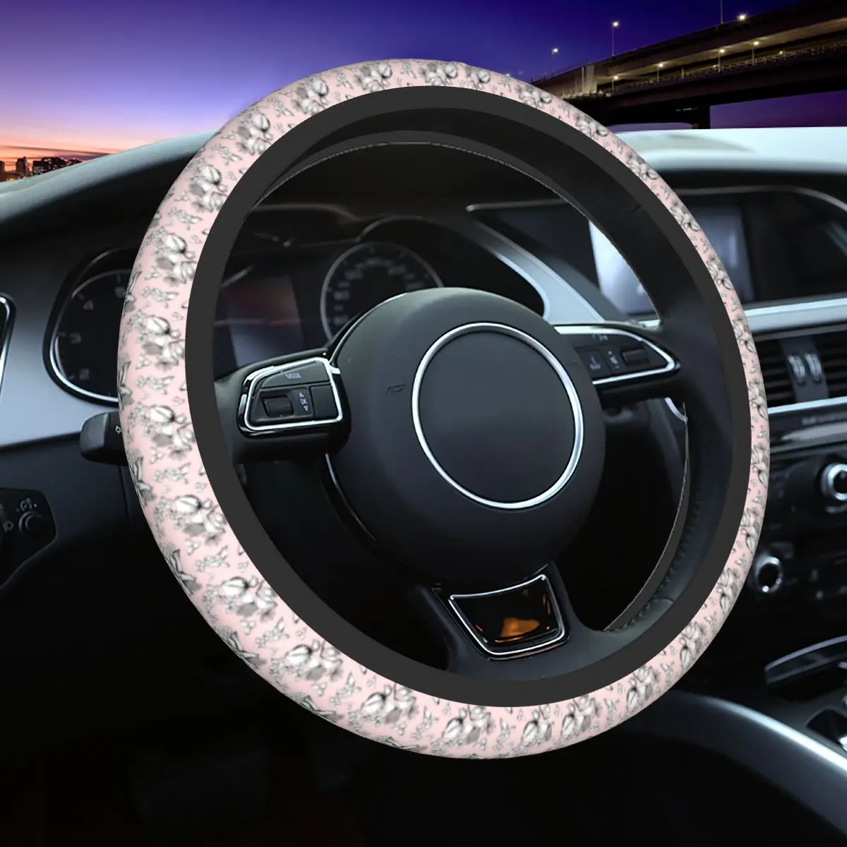 

37-38 Car Steering Wheel Cover Flower Universal Braid On The Steering Wheel Cover Car-styling Fashion Steering-Wheel Accessories