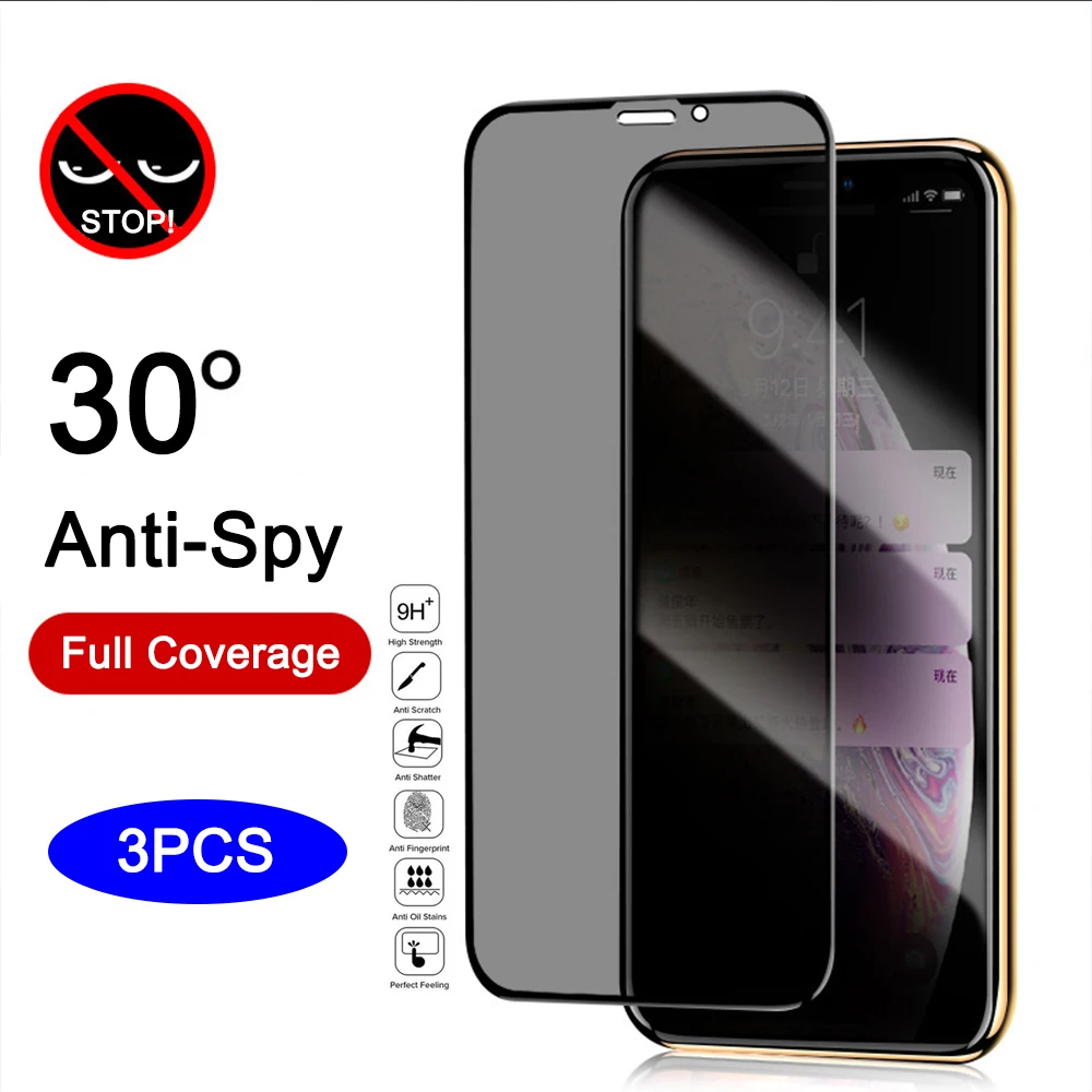 

3 шт. антишпионская Защитная пленка для iPhone 11 12 13 Pro Max Mini Закаленное стекло на iPhone XR SE 6 7 8 Plus защитная пленка