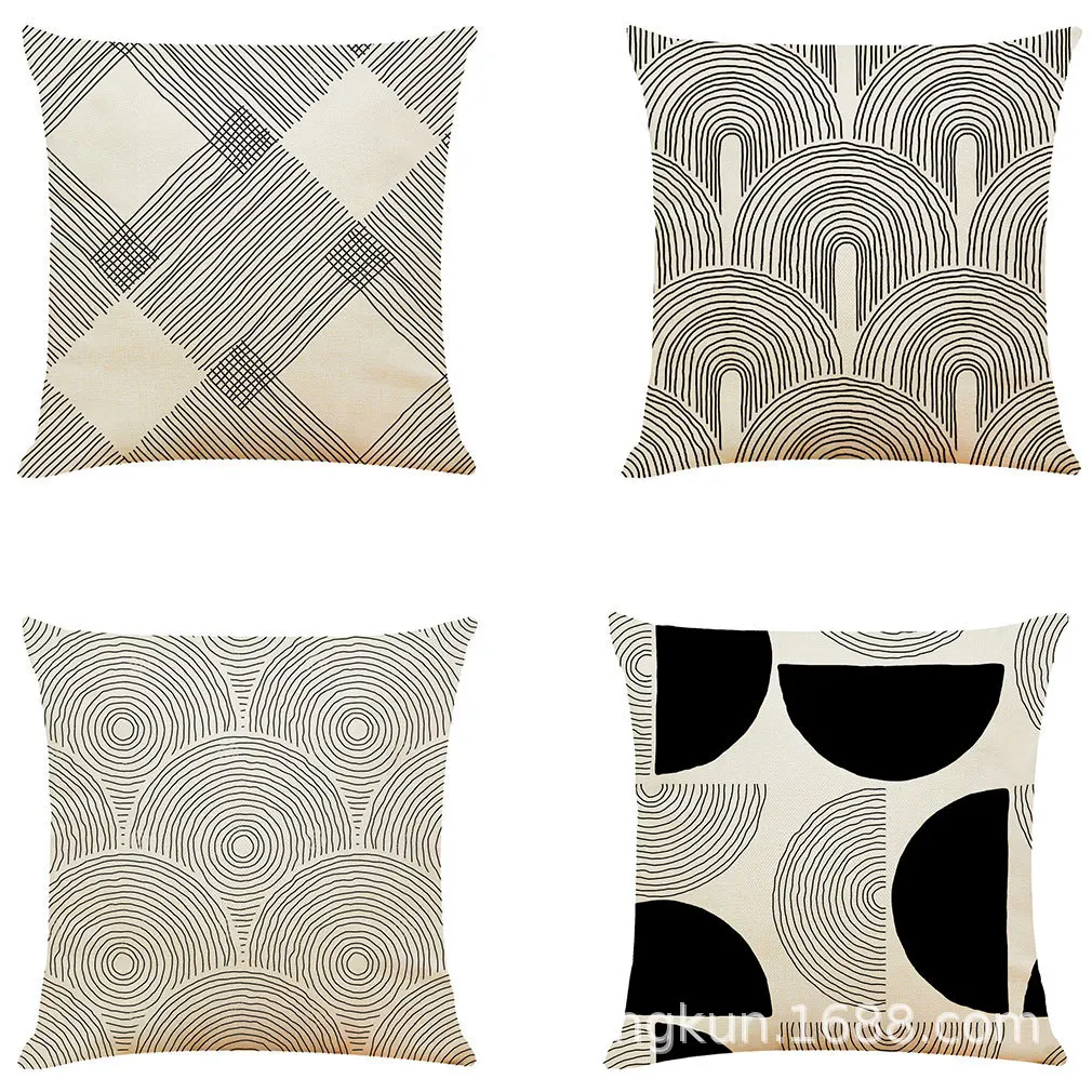 

Artistic Line Geometric Cotton and Linen Cushion Case Sofa Cushion Household Pillow