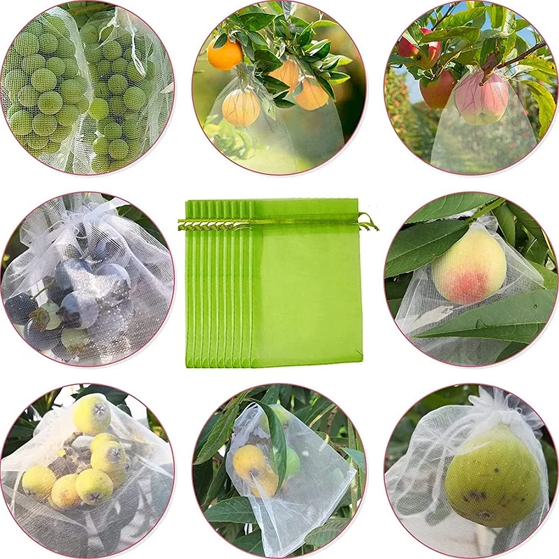

Сетчатые мешки для защиты фруктов, садовые Защитные барьеры на шнурке для растений, пакеты для защиты от насекомых и овощей, 20 шт.
