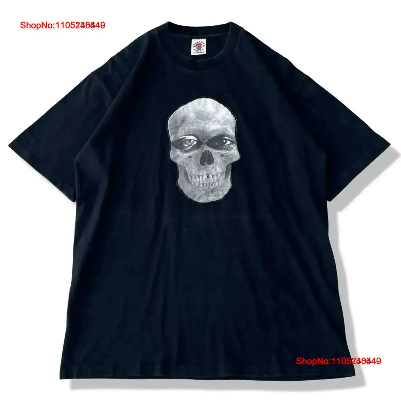 Фото Футболка с логотипом 90-х годов Made in USA Archaic Smile Skull Face L, винтажная, стираная, удобная, слегка мужская, повседневная, дышащая №1
