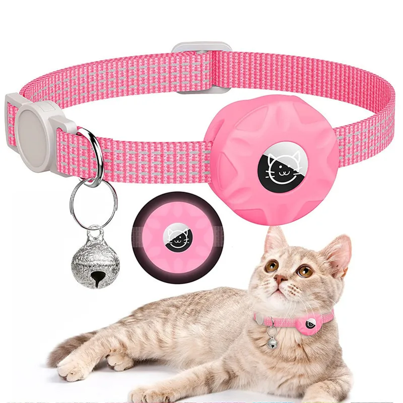  For Apple AirTag Reflective Cat Collars With Safety Buckle and Bell Waterproof  Pet GPS Tracker Locator Dog Anti-lost Collar Hot