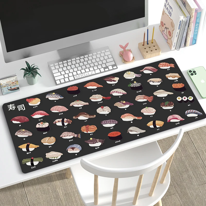 

Sushi Mouse Mat Gamer Cute Japanese Mouse Pad Black Pink Table Mats Office Carpets Rubber Mousepad Desk Pad for Computer Table