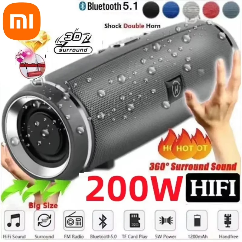 Xiaomi 200 Вт портативный Bluetooth-динамик IPX7 водонепроницаемый уличный HIFI столбчатый