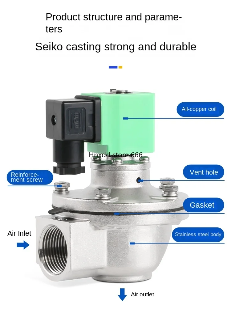 Электромагнитный импульсный клапан из нержавеющей стали 304 DMF-Z- 20/25/40/50/62/76