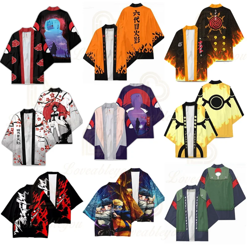 

Anime Naruto Kimono Uchiha Sasuke Haruno Sakura Japan Cloak Kimono Haori Yukata Cosplay Shirt Coat Women Men Summer Cardigan