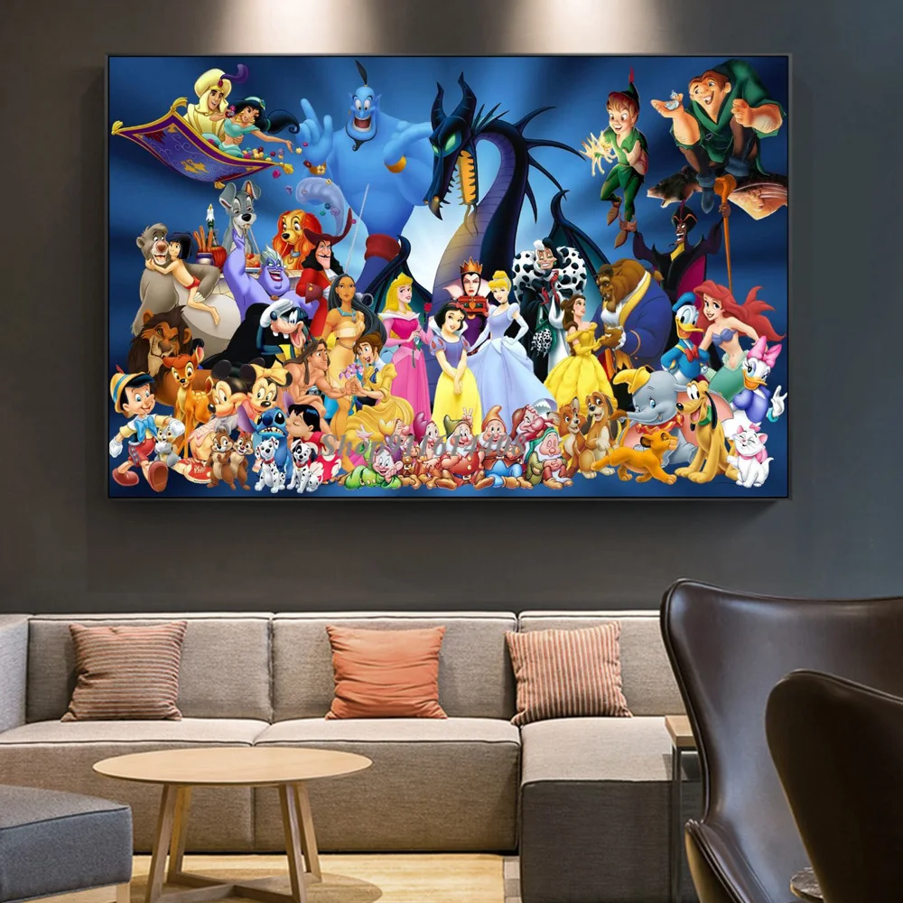 

Canvas Painting Disney Character Cartoon Anime Mickey Mouse Lion King Winnie Princess Poster Prints Wall Picture Kids Home Decor