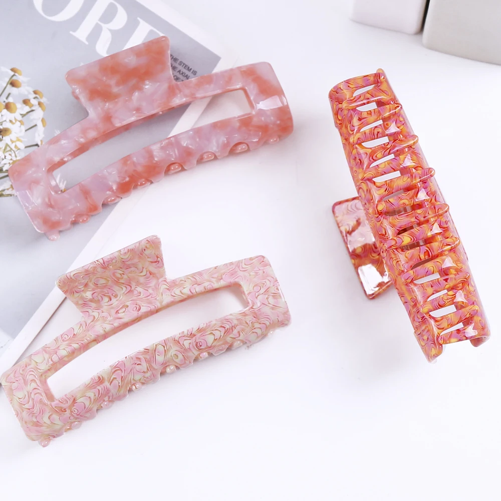 Крупный зажим для волос из ацетатного материала разные цвета длинная заколка