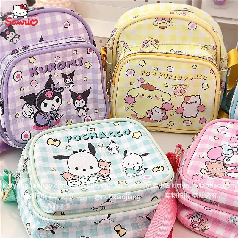 

Мультяшный рюкзак Sanrios Cinnamoroll Kuromi My Melody Kawaii, милая Студенческая сумка через плечо, маленькая школьная сумка, детские подарки