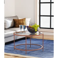 modern simple living room multi functional storage circular coffee table rose gold environment protection powder spraying metal