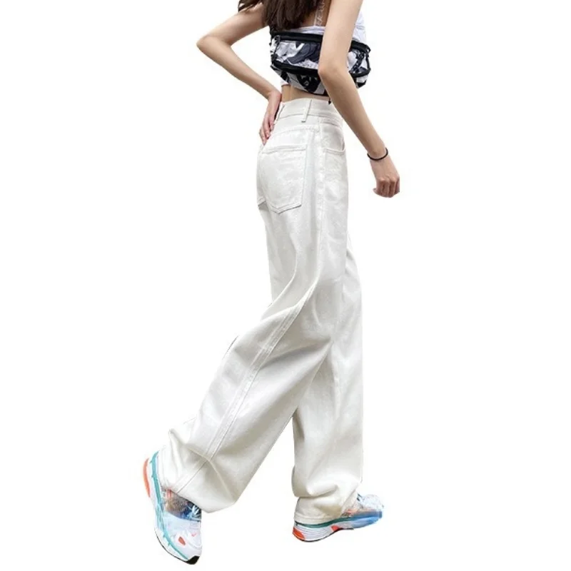 2023 Woman Jeans Casual High Waist Wide Leg Denim Trousers Long White Pants Streetwear Vintage Fashion Harajuku Straight Pants