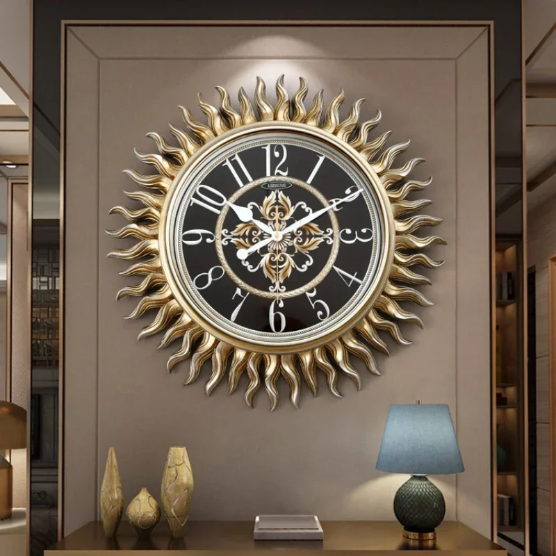 

Sun wall clock living room home creative personality clock American clock wall decoration high-end atmosphere