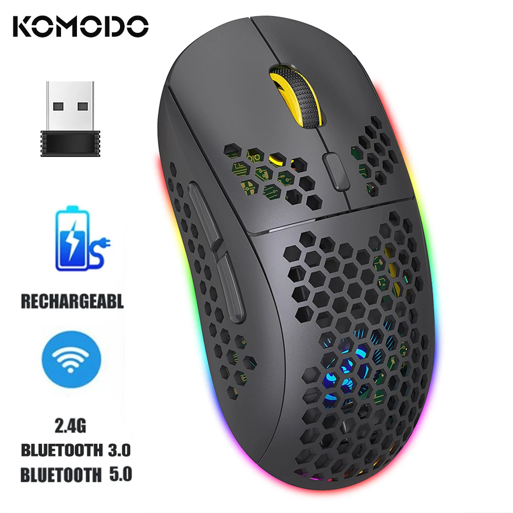 Перезаряжаемая оптическая беспроводная Bluetooth 3 0 2 4G 3600DPI режима компьютерная мышь