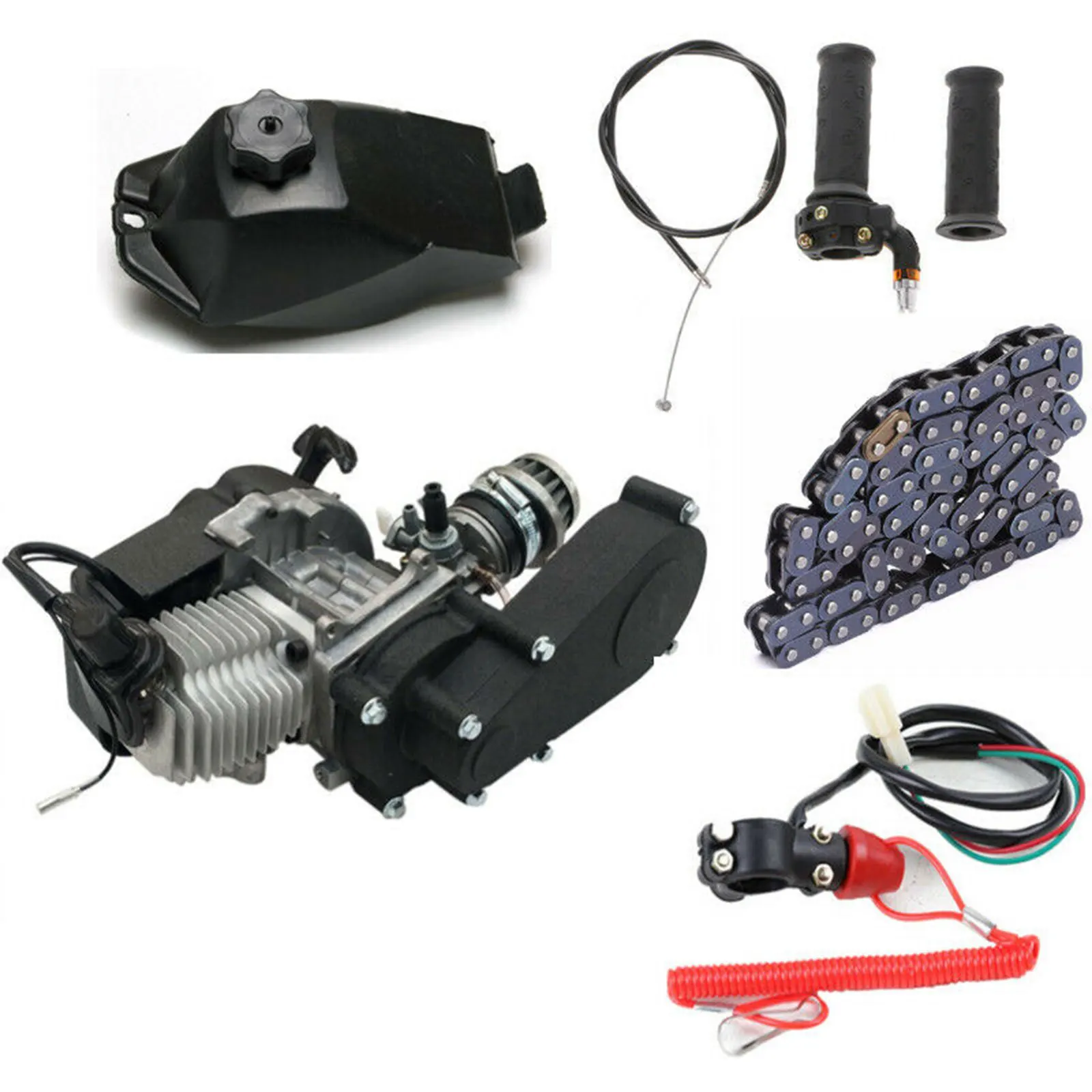 

2 Stroke 47cc 49CC Pull Start Engine Motor Gear Box Chain Kit For Mini Pit Bike ATV QUAD Scooter