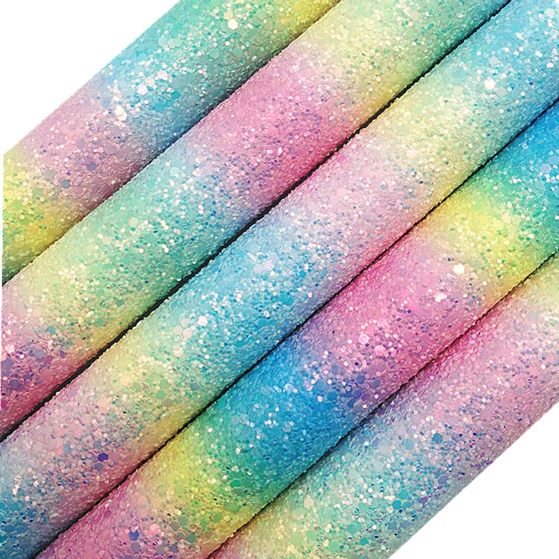 Pastel Радужная блестящая кожа искусственная ткань винил с фетровой подложкой