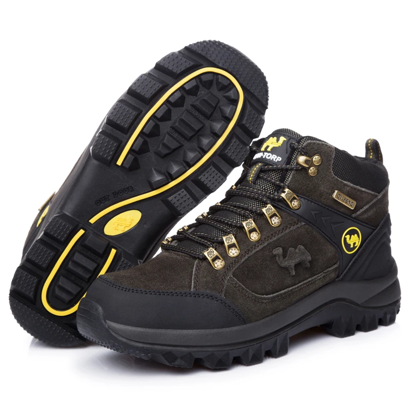 Genuine Leather Outdoor Sports Ankle Hiking Boots, Fashion Calfskin Suede Trekking Shoes, Men Rock Mountain Climbing Footwear