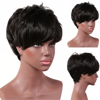 your style synthetic short wave wavy pixie cut haircuts afro wigs for black women african natural curly wig brown black