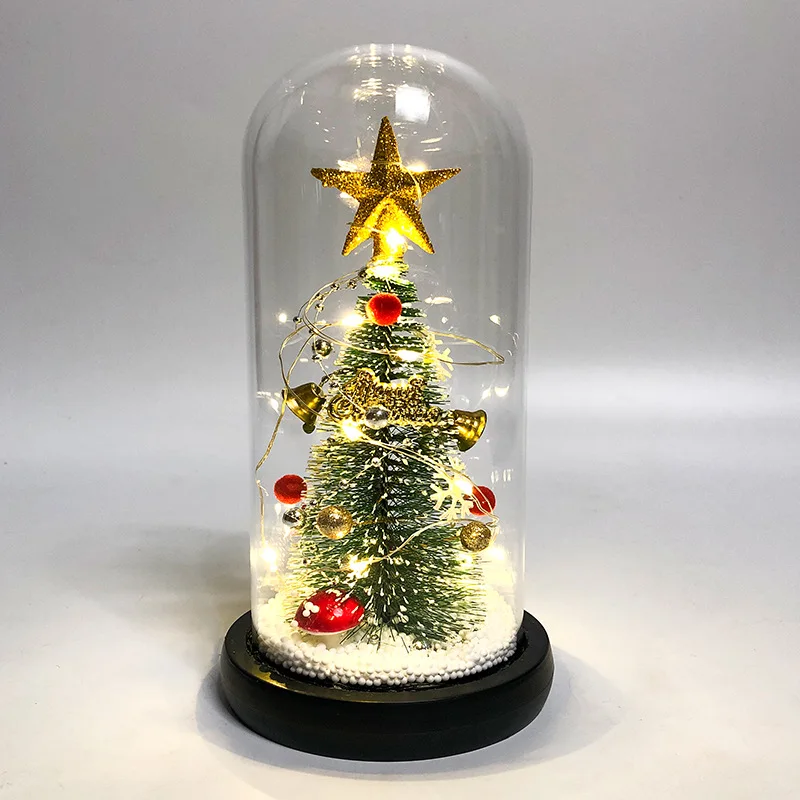 

Noel Navidad Gifts Elk Santa Tree LED Light Foil Flower In Glass Cover Christmas Decoration for Home Xmas Ornament New Year 2023