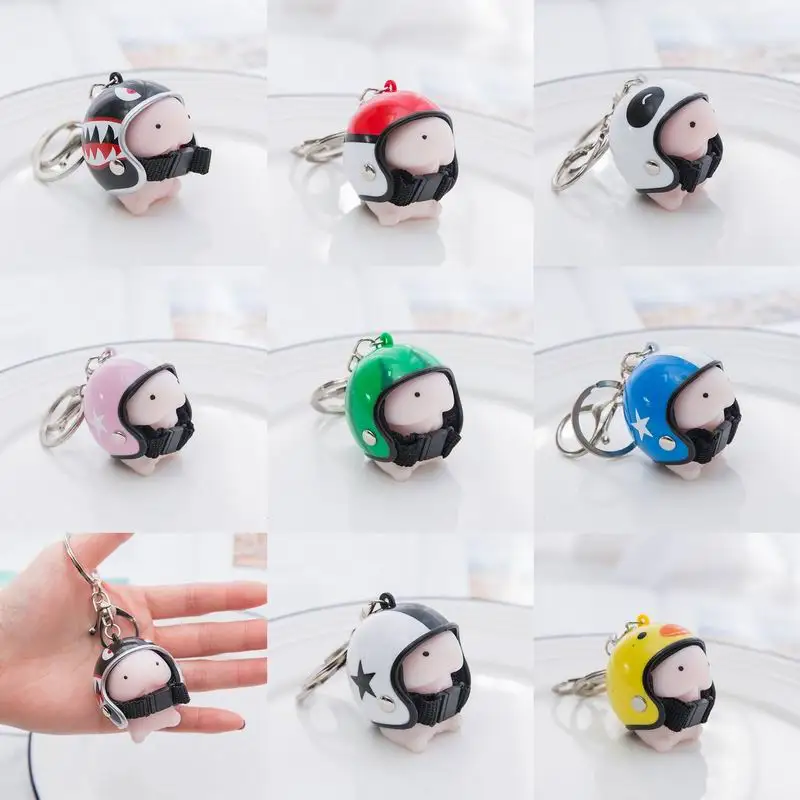 

Helmet Hat Cartoon Pinch Music Keychain Hat Creative Key Ring Accessories Waist Hanging Metal Keyring Keychain