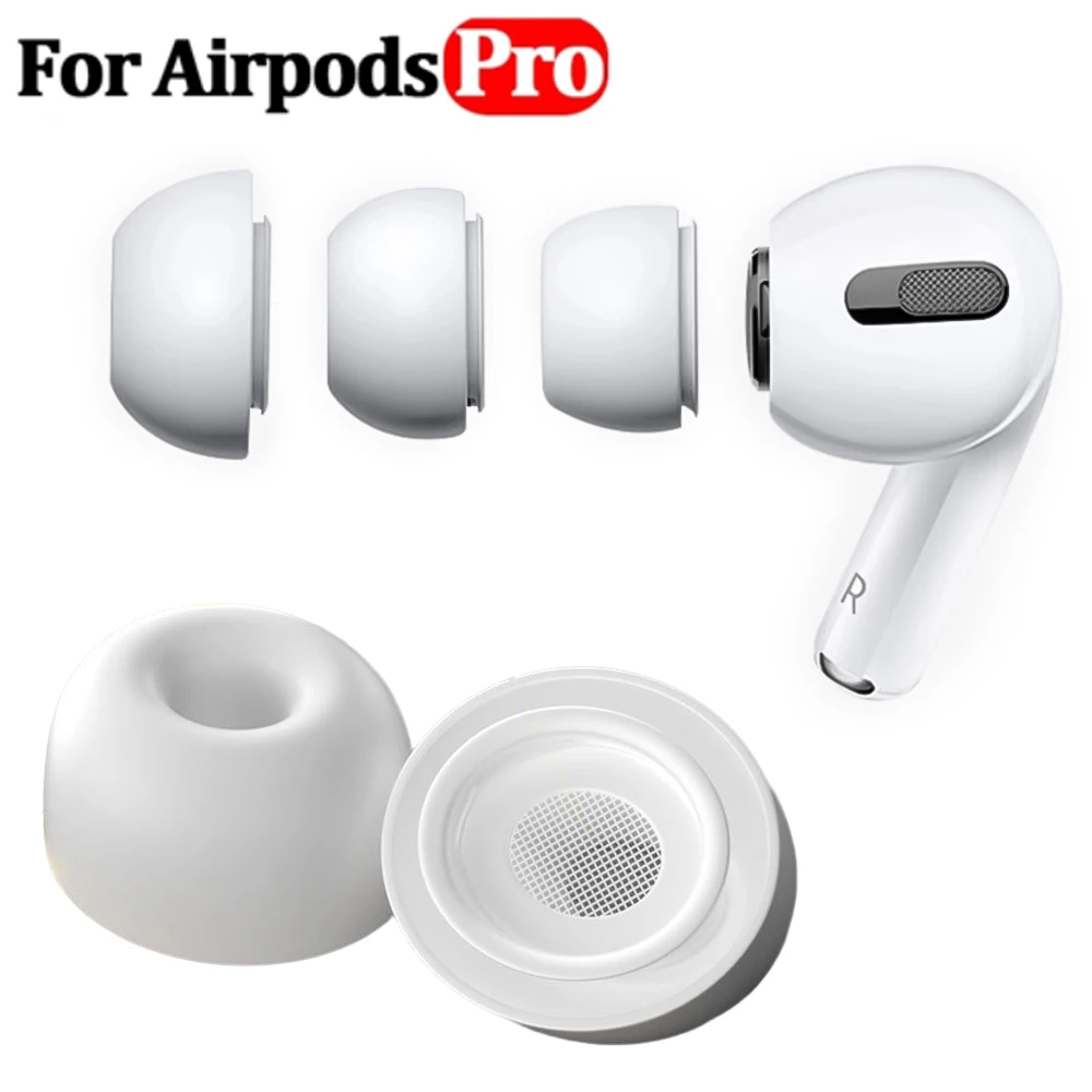 4 Pairs Ear Tips for Airpods Pro/Airpods Pro 2 with Noise Reduction Hole Non-Slip Soft Silicone Replacement Ear Tip XS/S/M/L