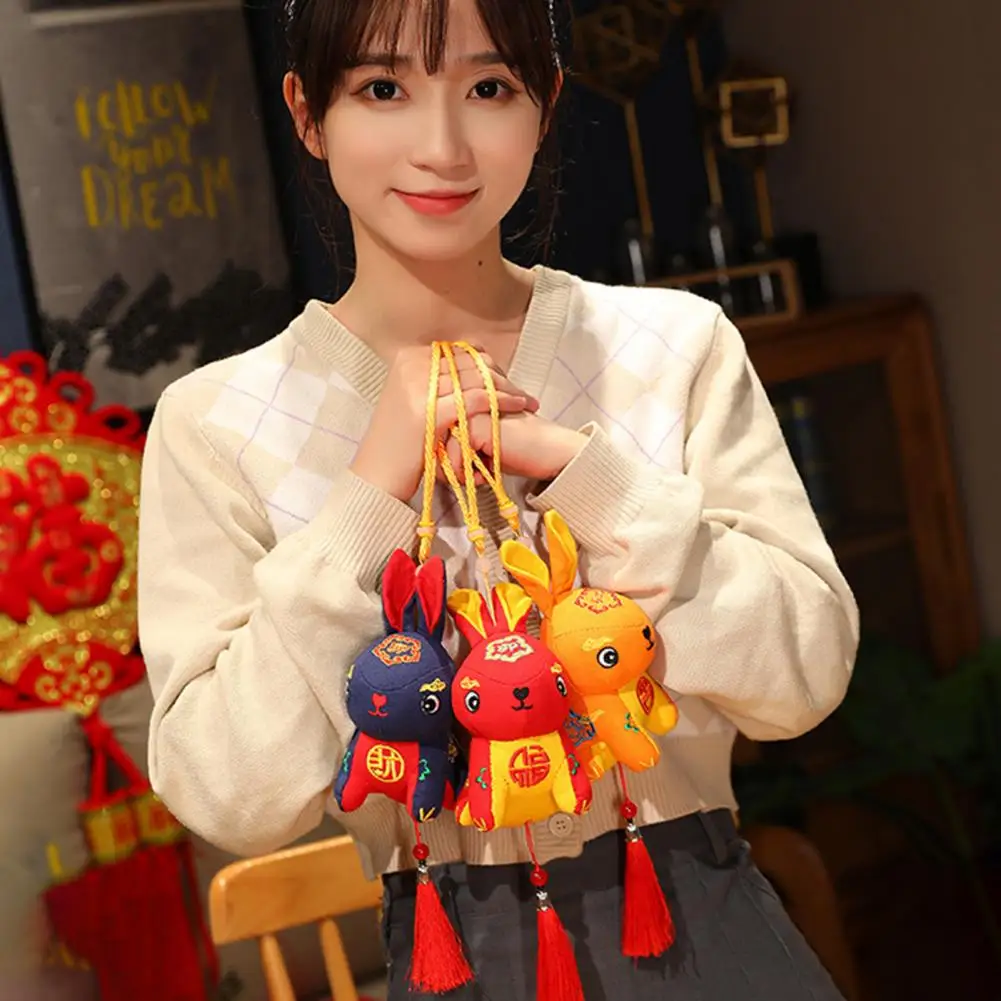 

Cute PP Cotton Tassel Stuffed Animal 2023 Year Rabbit Doll Plush Toy New Year Gift Stuffed Doll Toy Zodiac Rabbit Doll