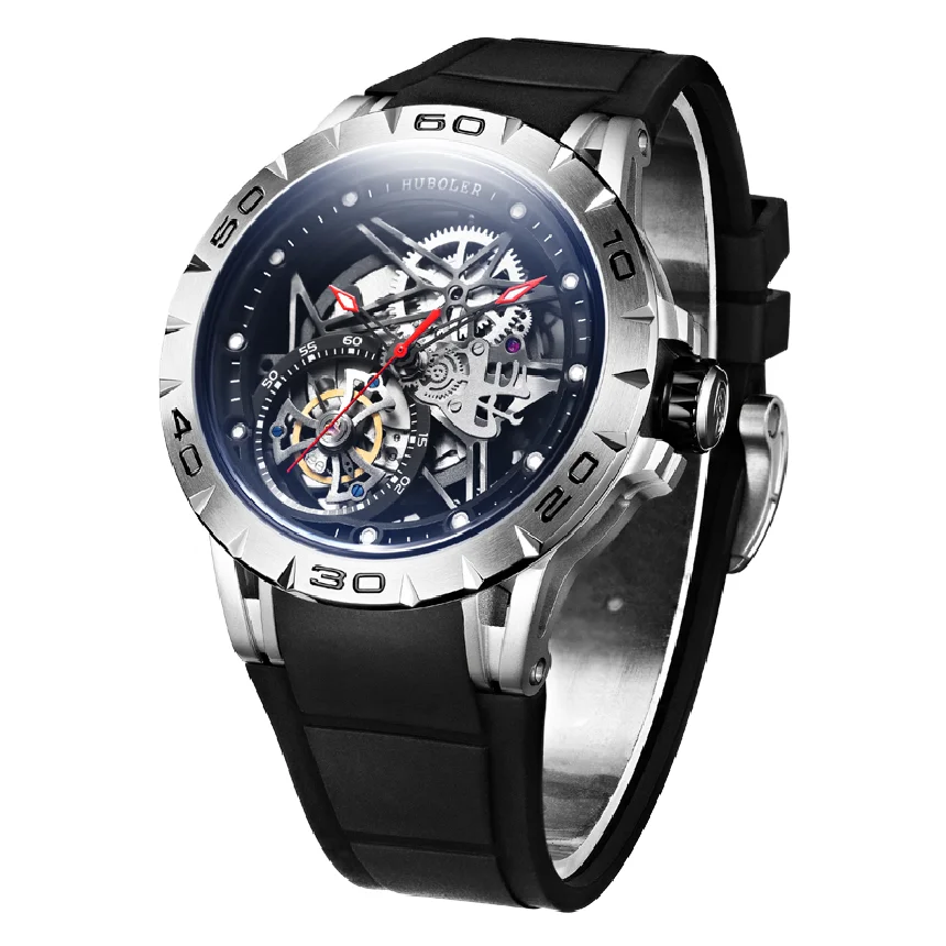 

HANBORO Men Luxury Watch 45MM Automatic Watches Vintage Mechanical Wristwatch 50m Waterproof Luminous Skeleton Dial Miyota 6T15